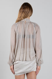 Elisabetta Franchi Camicia In Crêponne con Fiocco a Contrasto CA20967E2 CREMA/NERO