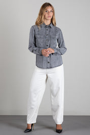 Patrizia Pepe Camicia In Denim con Tasche 8C0771 D0046 WASHED TEXTURED G