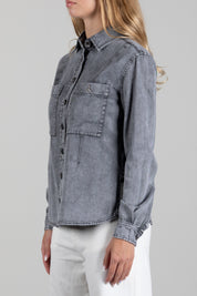 Patrizia Pepe Camicia In Denim con Tasche 8C0771 D0046 WASHED TEXTURED G