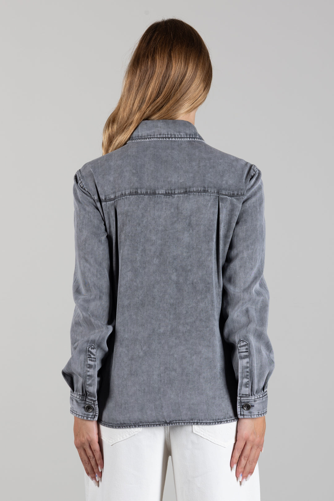 Patrizia Pepe Camicia In Denim con Tasche 8C0771 D0046 WASHED TEXTURED G