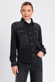 Twin-set Camicia In Denim Nero con Strass Luminosi
 252TT2272 DENIM NERO