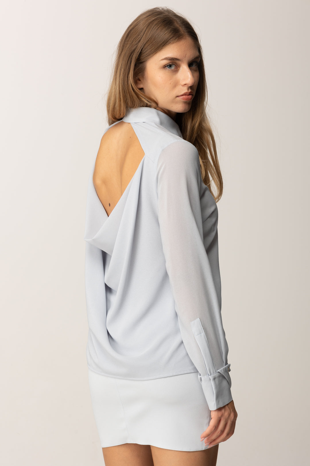 Elisabetta Franchi Camicia In Georgette con Apertura Sul Retro CA12657E2 STARLIGHT