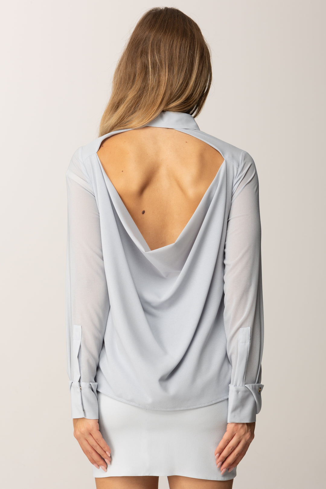 Elisabetta Franchi Camicia In Georgette con Apertura Sul Retro CA12657E2 STARLIGHT