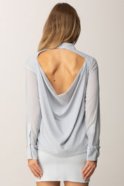 Elisabetta Franchi Camicia In Georgette con Apertura Sul Retro CA12657E2 STARLIGHT