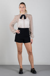 Elisabetta Franchi Bambina Camicia In Georgette con Micro Pois e Fiocco In Raso EFTA1210SE002.0121