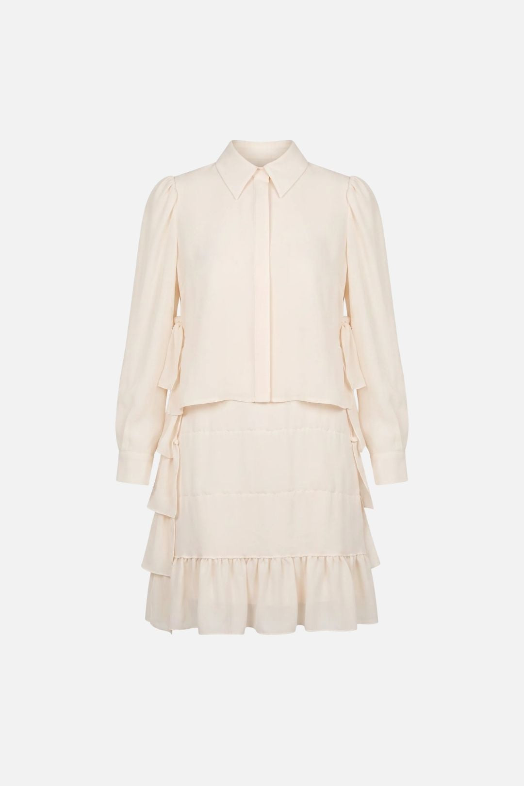 Elisabetta Franchi Bambina Camicia In Georgette con Pannello a Balze Sul Retro EFCA3070VI011.0004