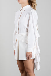 Elisabetta Franchi Bambina Camicia In Georgette con Pannello a Balze Sul Retro EFCA3070VI011.0004