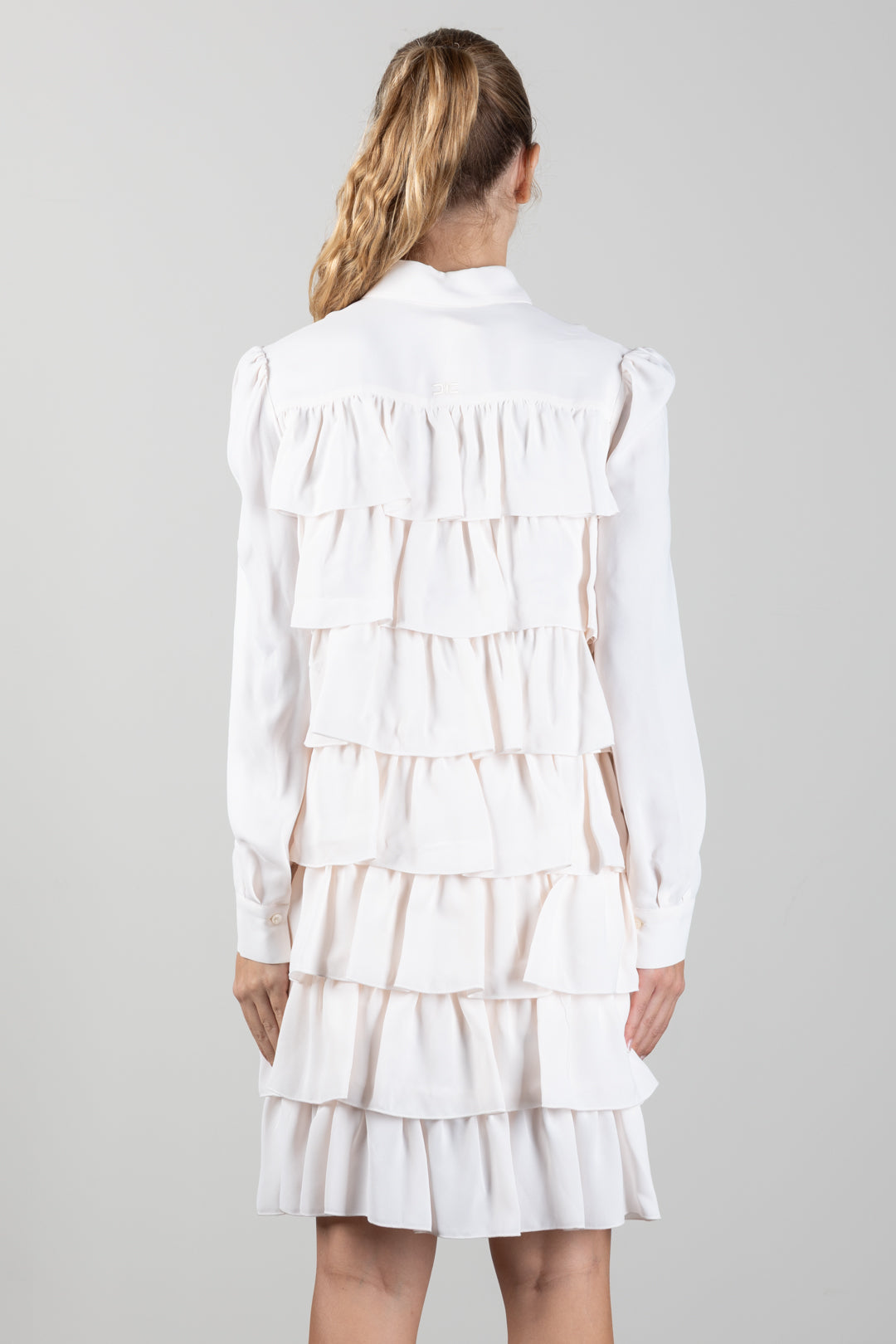 Elisabetta Franchi Bambina Camicia In Georgette con Pannello a Balze Sul Retro EFCA3070VI011.0004