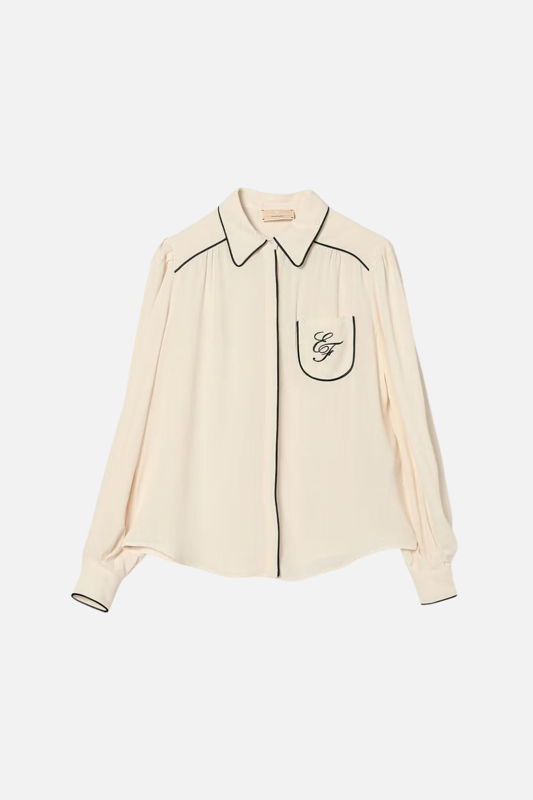 Elisabetta Franchi Bambina Camicia In Georgette con Piping a Contrasto e Logo Ricamato EFCA2930VI011.0077