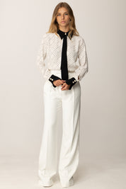 Elisabetta Franchi Camicia In Georgette con Stampa e Foulard CA10456E2 MILK/NERO