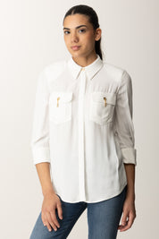 Elisabetta Franchi Camicia In Georgette Di Viscosa CA12256E2 AVORIO