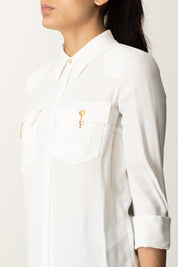 Elisabetta Franchi Camicia In Georgette Di Viscosa CA12256E2 AVORIO