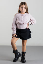 Elisabetta Franchi Bambina Camicia In Georgette Stampa Pois con Ricamo EFCA3030VI043.D578