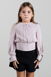Elisabetta Franchi Bambina Camicia In Georgette Stampa Pois con Ricamo EFCA3030VI043.D578