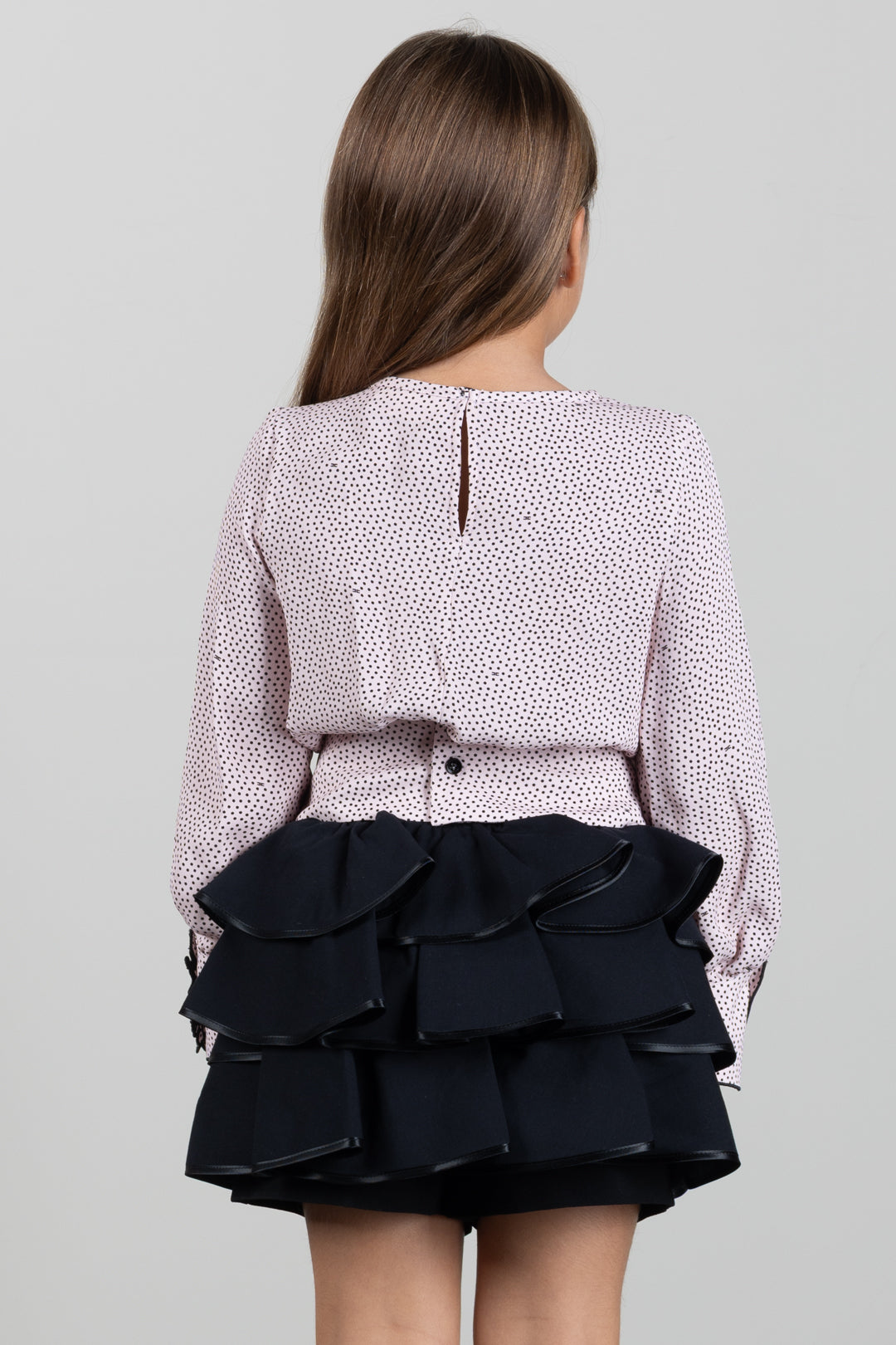Elisabetta Franchi Bambina Camicia In Georgette Stampa Pois con Ricamo EFCA3030VI043.D578