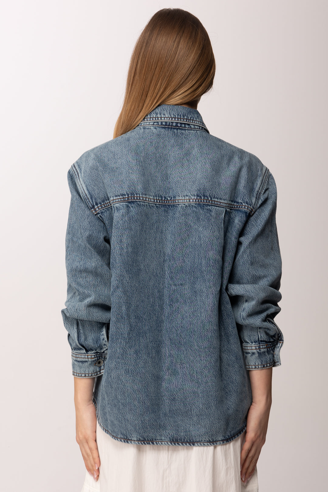 Patrizia Pepe Camicia In Jeans Over 8C0833 D108 NEW WARM BLUE WASH