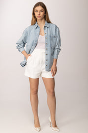 Patrizia Pepe Camicia In Jeans Over con Tasca Logata 8C0833 D108 NEW LIGHT BLUE WAS
