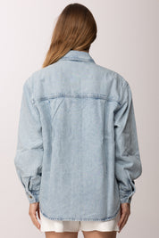 Patrizia Pepe Camicia In Jeans Over con Tasca Logata 8C0833 D108 NEW LIGHT BLUE WAS