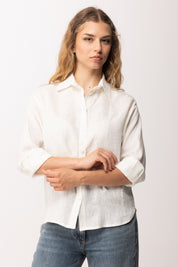 Imperial Camicia In Lino con Maniche a Tre Quarti C9990099V BIANCO