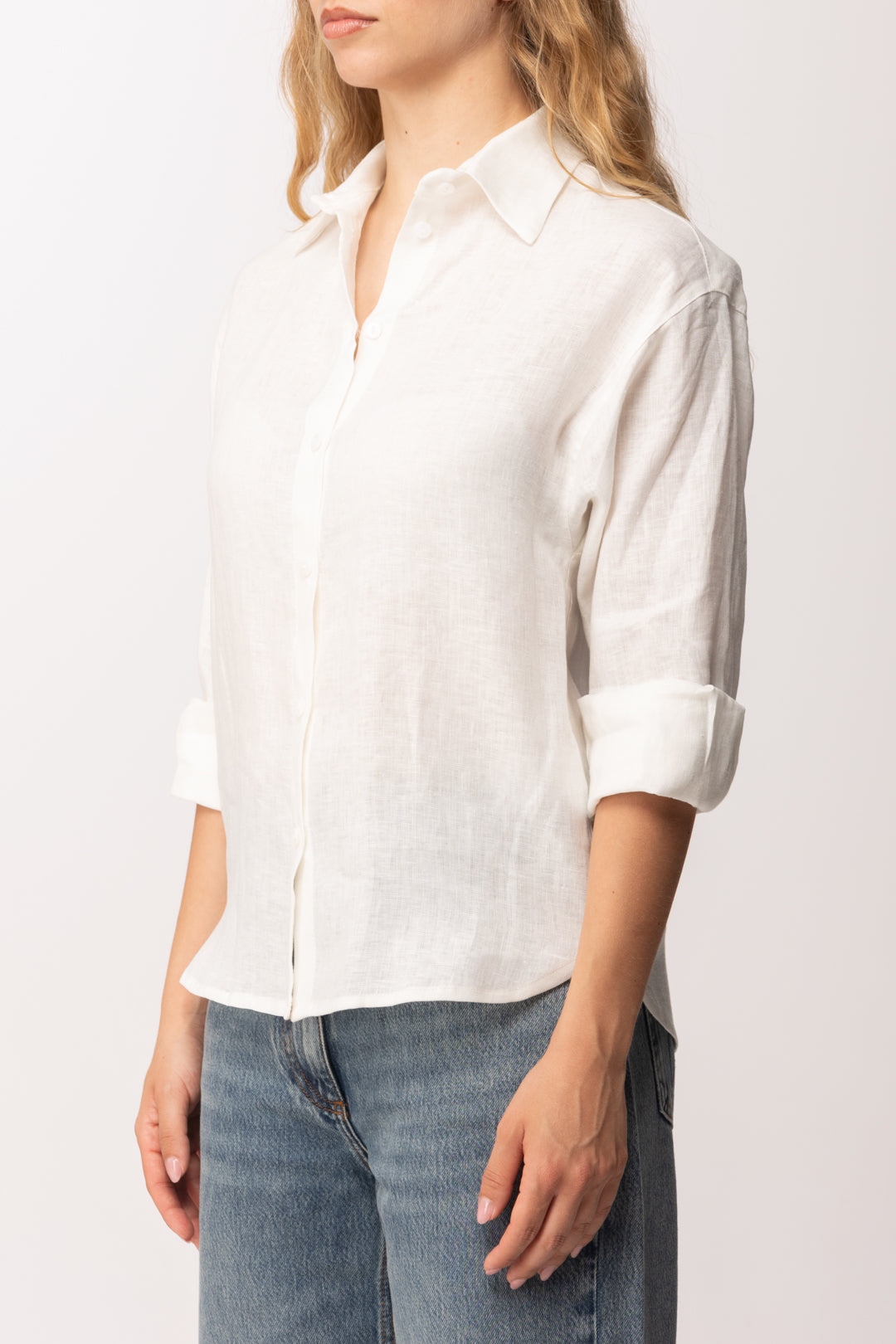 Imperial Camicia In Lino con Maniche a Tre Quarti C9990099V BIANCO