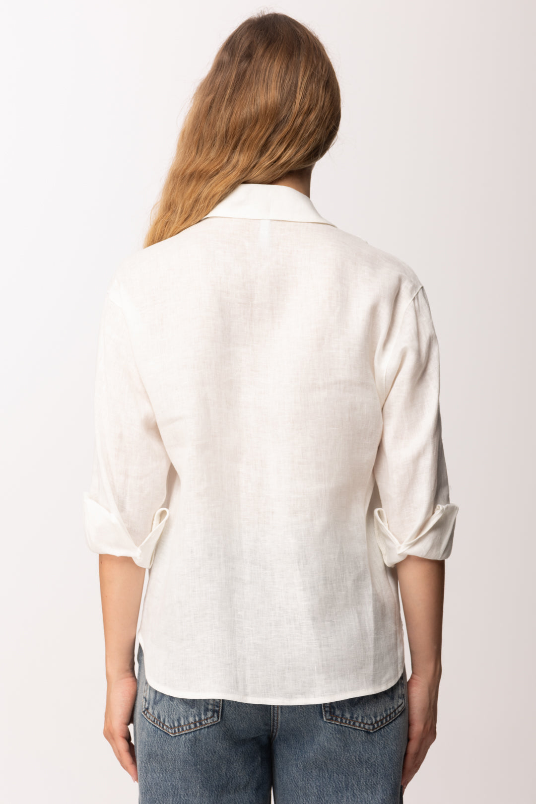 Imperial Camicia In Lino con Maniche a Tre Quarti C9990099V BIANCO