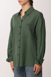 Patrizia Pepe Camicia In Misto Lino con Tasche Applicate 2C1710 A751 ALGAE GREEN