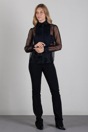 Elisabetta Franchi Camicia In Organza con Dettagli In Cotone CA16866E2 NERO