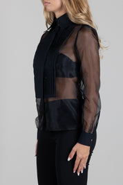 Elisabetta Franchi Camicia In Organza con Dettagli In Cotone CA16866E2 NERO