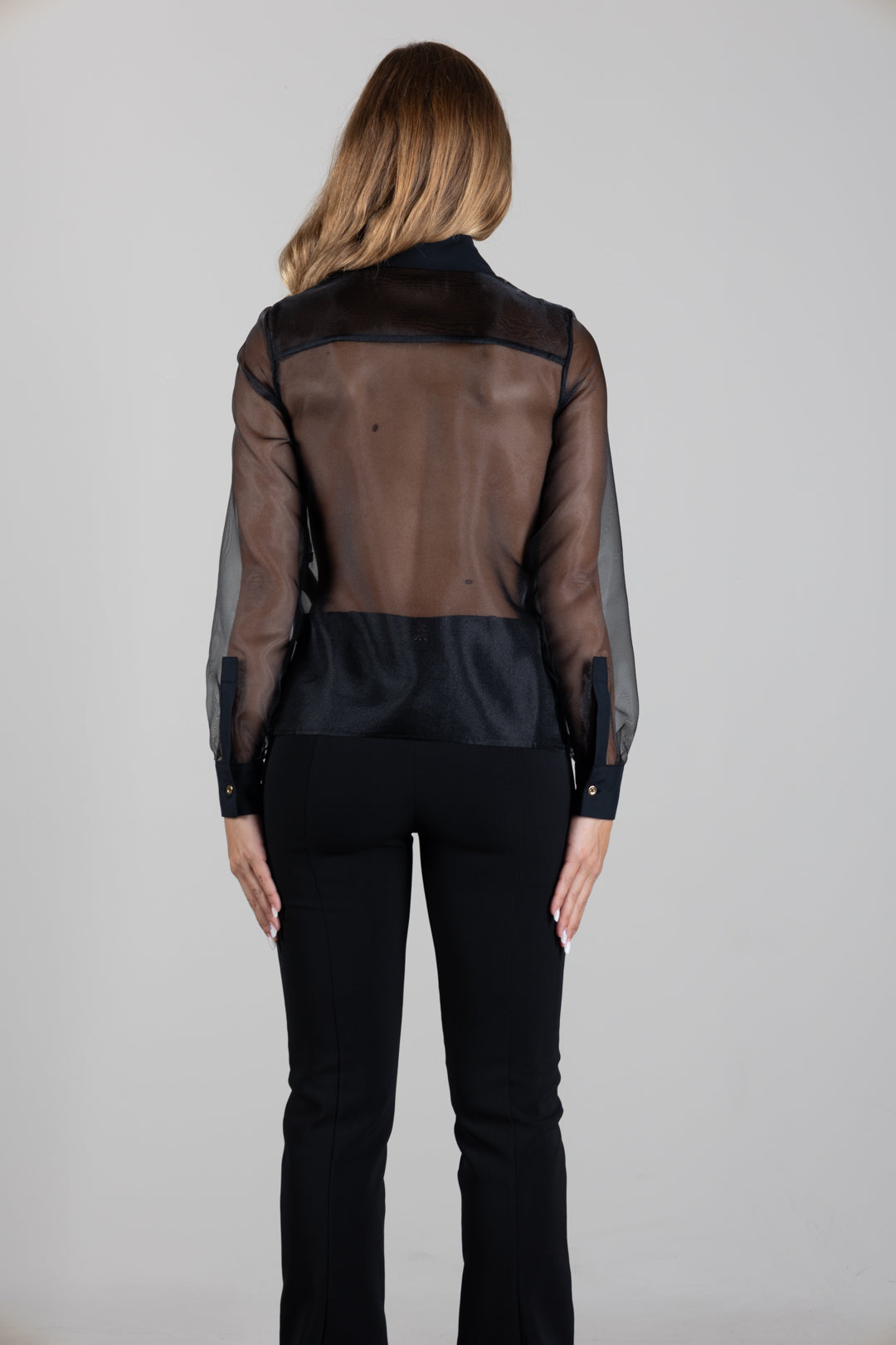 Elisabetta Franchi Camicia In Organza con Dettagli In Cotone CA16866E2 NERO