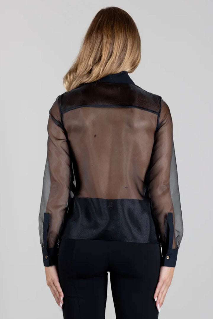 Camisa de organza con detalles de algodón