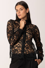 Khloe Femme Camicia In Pizzo Trasparente BLACK