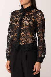 Khloe Femme Camicia In Pizzo Trasparente BLACK