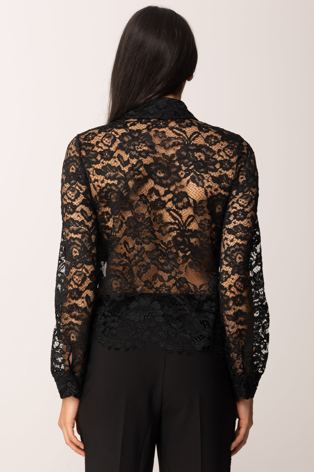 Khloe Femme Camicia In Pizzo Trasparente BLACK