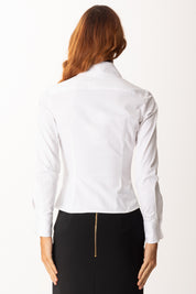 Elisabetta Franchi Camicia In Popeline con Cuciture Bustier CA08256E2 BIANCO