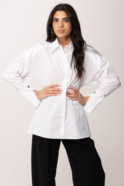 Patrizia Pepe Camicia In Popeline con Cut-out e Logo Sul Retro 8C0832 A043 BIANCO OTTICO