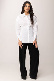Patrizia Pepe Camicia In Popeline con Cut-out e Logo Sul Retro 8C0832 A043 BIANCO OTTICO