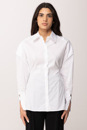 Patrizia Pepe Camicia In Popeline con Cut-out e Logo Sul Retro 8C0832 A043 BIANCO OTTICO