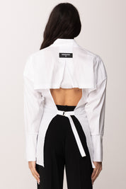 Patrizia Pepe Camicia In Popeline con Cut-out e Logo Sul Retro 8C0832 A043 BIANCO OTTICO