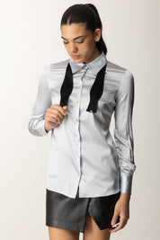 Elisabetta Franchi Camicia In Raso Di Seta con Cravattino CA10756E2 STARLIGHT/NERO