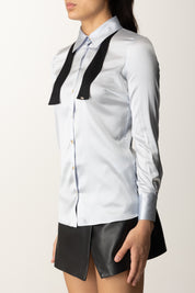 Elisabetta Franchi Camicia In Raso Di Seta con Cravattino CA10756E2 STARLIGHT/NERO