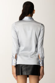 Elisabetta Franchi Camicia In Raso Di Seta con Cravattino CA10756E2 STARLIGHT/NERO