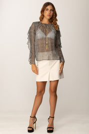 Elisabetta Franchi Camicia In Trasparenza Stampa Pitone CA12757E2 NERO