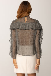 Elisabetta Franchi Camicia In Trasparenza Stampa Pitone CA12757E2 NERO