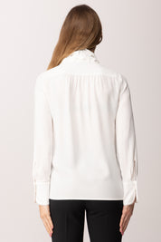Elisabetta Franchi Camicia In Viscosa con Cintura Annodata CA14661E2 AVORIO