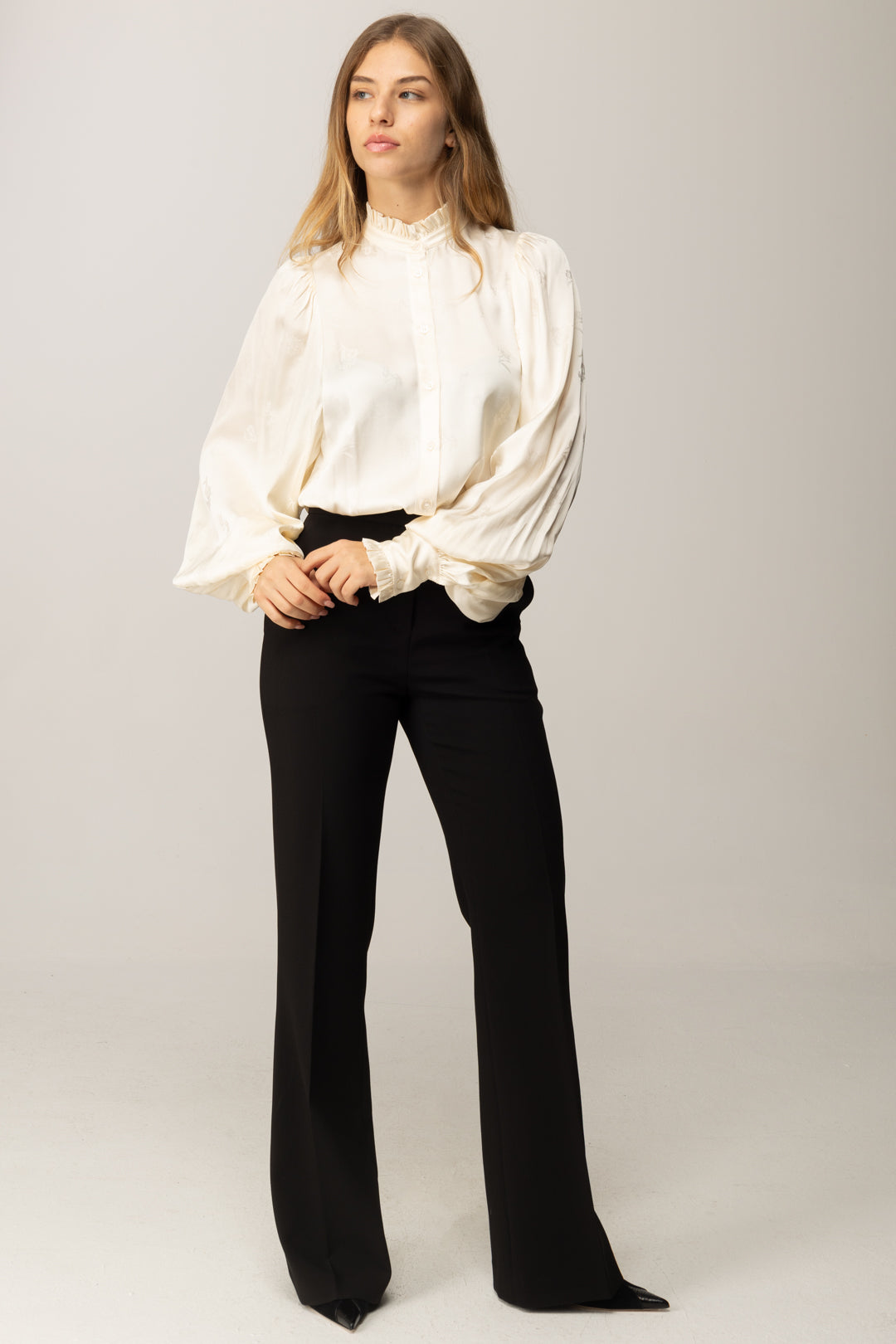 Twin-set Camicia In Viscosa con Maniche Ampie 252TT2362 MADREPERLA