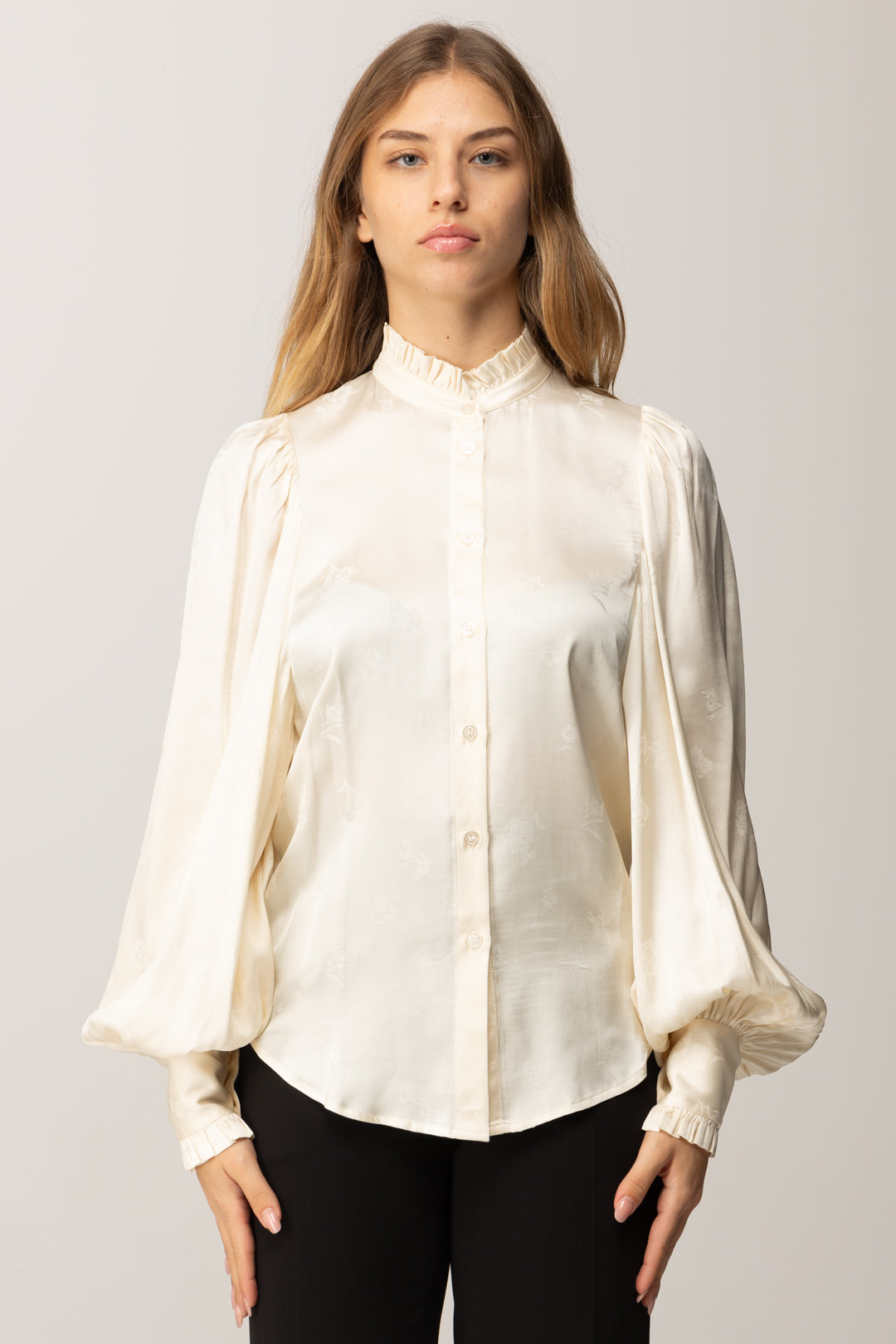 Twin-set Camicia In Viscosa con Maniche Ampie 252TT2362 MADREPERLA