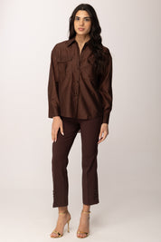 Twin-set Camicia In Voile con Tasche 261AP2186 CHOCOLATE LAB