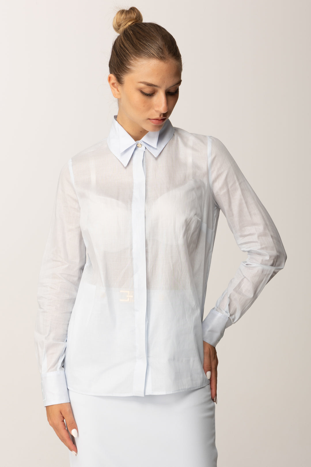 Elisabetta Franchi Camicia Leggera con Colletto Strutturato CA12957E2 STARLIGHT