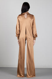 Elisabetta Franchi Camicia Lunga In Jersey Lucido con Drappeggi MD00667E2 DAINO