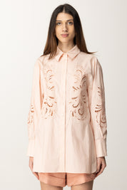 Twin-set Camicia Lunga In Popeline con Ricami 251TP2170 CUPCAKE PINK
